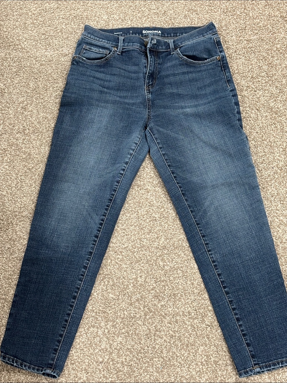 Sonoma Boyfriend Women's Cropped Jeans in Medium Blue Wash